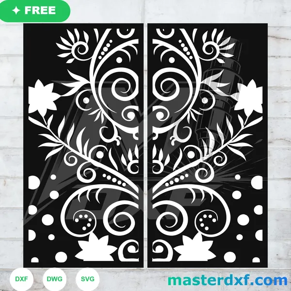 Swirling Vine Floral DXF Panel for CNC Wall Art DXF File